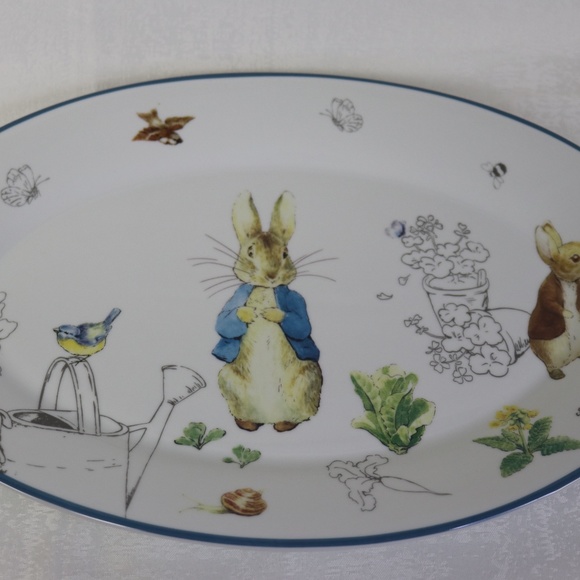 BEATRIX POTTER PETER BUNNY RABBIT EASTER OVAL SERVING PLATTER - NEW - Picture 5 of 5